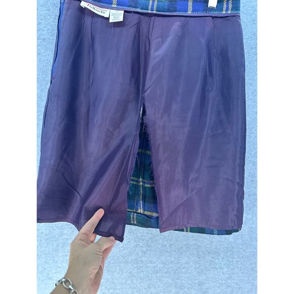 Talbots Women's sz 12 High Waisted Plaid Blue Green Yellow Skirt School Girl - Picture 9 of 12